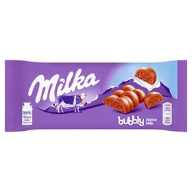 MILKA BUBBLY ALPINE MILCH, MILCHSCHOKOLADE, BELÜFTET, 90 G