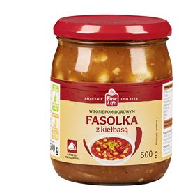 FEINE LEBENSBOHNEN MIT WURST IN TOMATENSAUCE 500 G 4 STÜCK