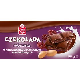 FEINE LIFE-MILCHSCHOKOLADE MIT ROSINEN UND ERDNÜSSEN 90 G 12 STÜCK