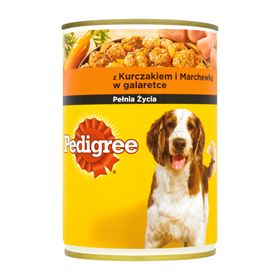 PEDIGREE MIT HUHN UND KAROTTE IN GELEE ALLEINFUTTERMITTEL 400 G 24 STÜCK