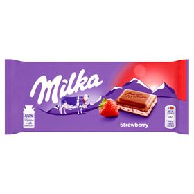 MILKA MILCHSCHOKOLADE MIT ERDBEERFÜLLUNG 100 G 5 STK