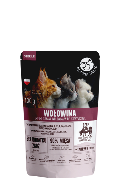 Filets mit Rindfleisch in Sauce Beutel für sterilisierte Katze 100g - PETREPUBLIC