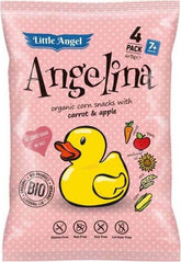 Kukuřičné chipsy Angelina mrkev a jablko od 7 měsíců bezlepkové BIO 4x15g LITTLE ANGEL