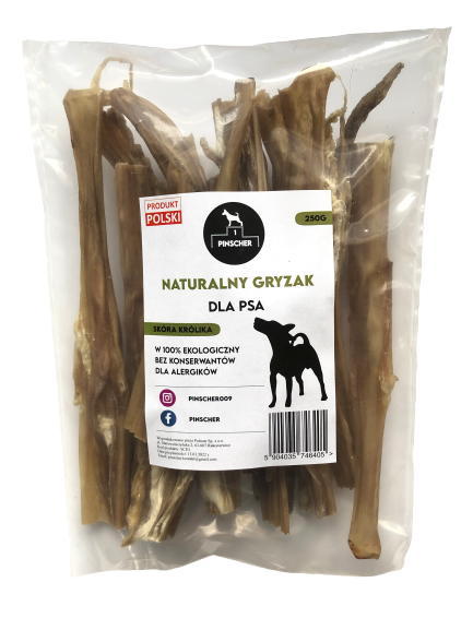 Natürlicher Hundekauartikel - KANINCHENHAUT 250g - PINSCHER