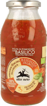 Molho de tomate com manjericão orgânico 500 g - ALCE NERO