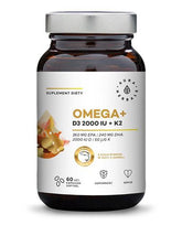 Omega + Vitamin D3 2000 IE + K2 60 AURA HERBALS Softgel-Kapsler