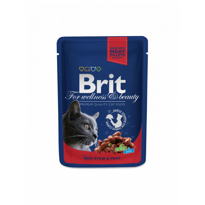 POUCHES BEEF STEW & PEAS Beutel für Katzen mit Rind und Erbsen 100g - BRIT