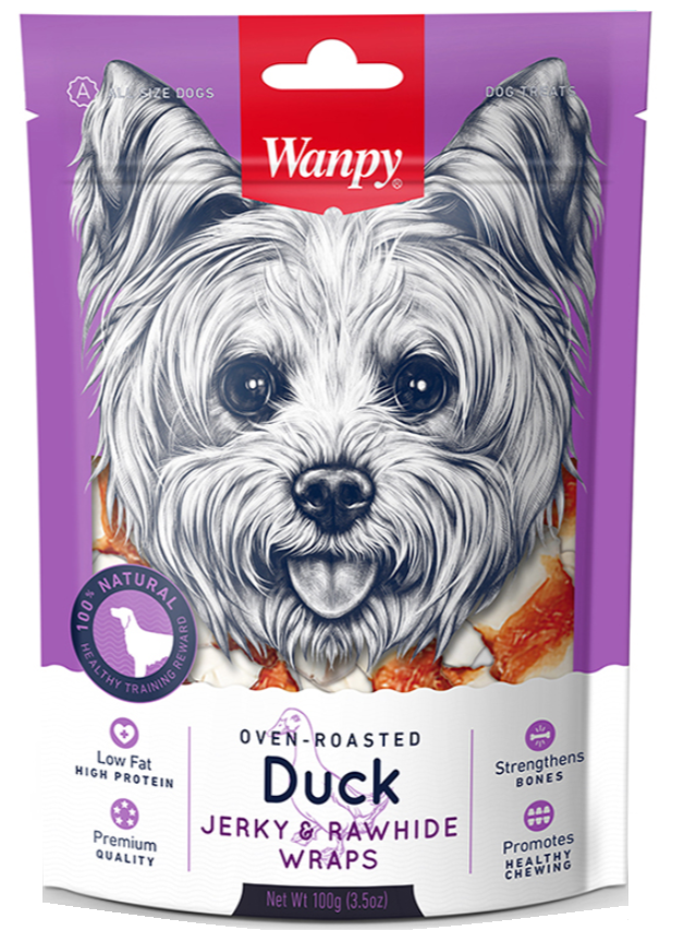 DUCK JERKY & RAWHIDE WRAPS 100g - WANPY