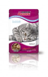 Beutel für eine Katze mit Kaninchenstückchen in Soße 100g - SUPER BENEK