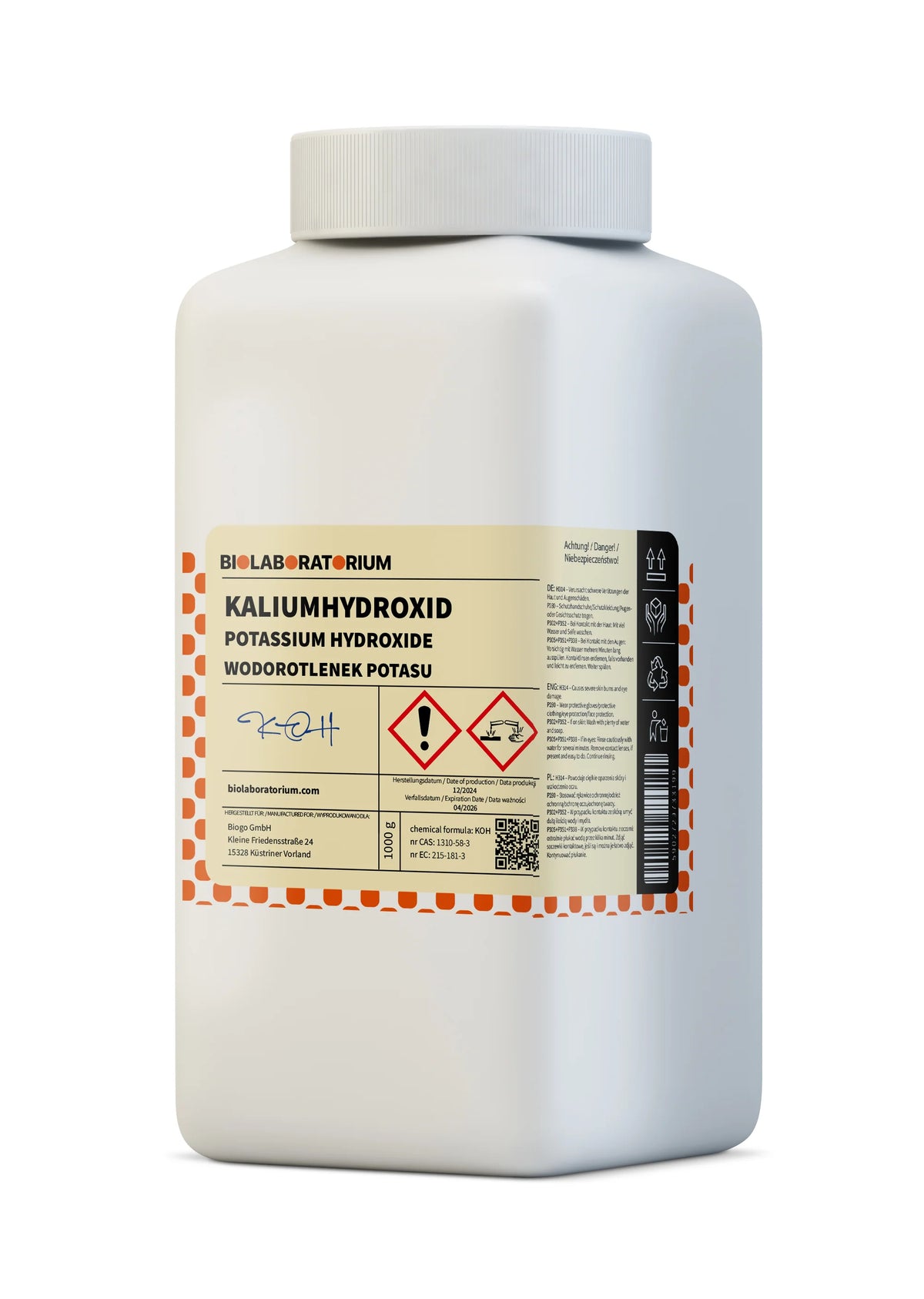 Hydroxid draselný 1000g BIOLABORATORIUM