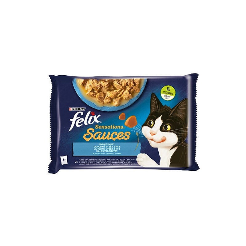 SENSATIONS SAUCES Beutel mit Fischgeschmack für Katzen in Sauce (4x85g) - FELIX