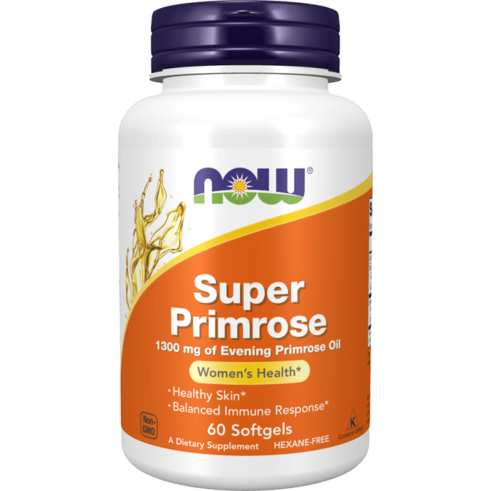 Super Primel 1300 mg 60 Kapsler. - NOW FOODS Natlysolie