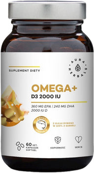 Omega + Vitamin D3 2000 IE 60 Kapsul AURA HERBALS Softgel