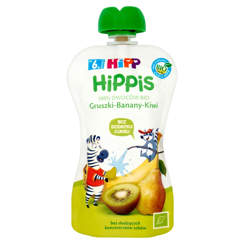 Mousse de fruits bio Hippis poire-banane-kiwi après 6 mois 100 g
