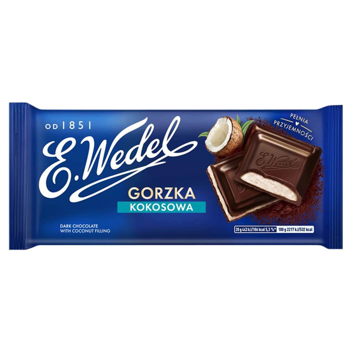 شوكولاتة سوداء بحشوة جوز الهند E. Wedel 100g