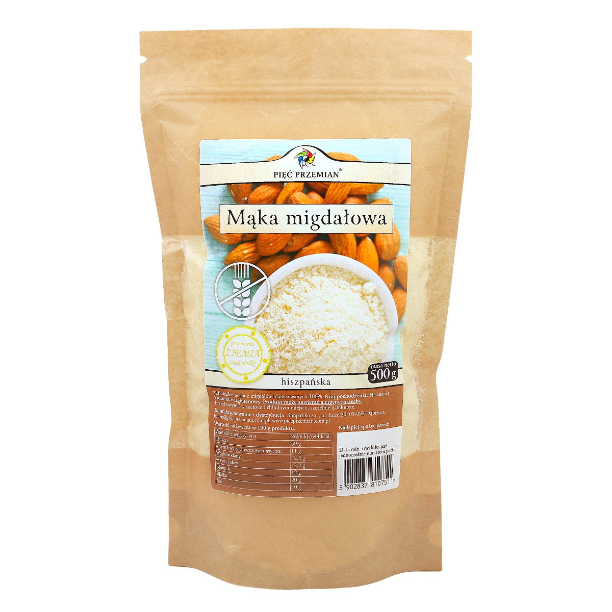 Bezlepková mandlová mouka 500g PĚT ZMĚN