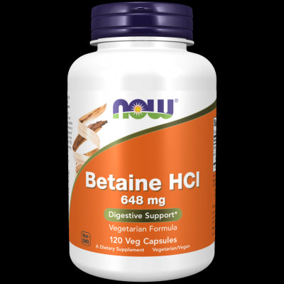 Betain HCL 648mg 120 kapsler. NÅ MATVARE