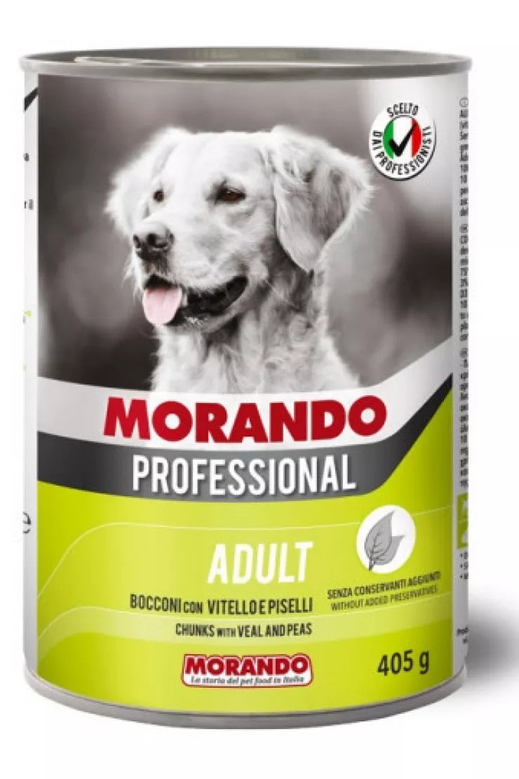 PRO PIES Kousky s telecím masem a hráškem 405g - MORANDO
