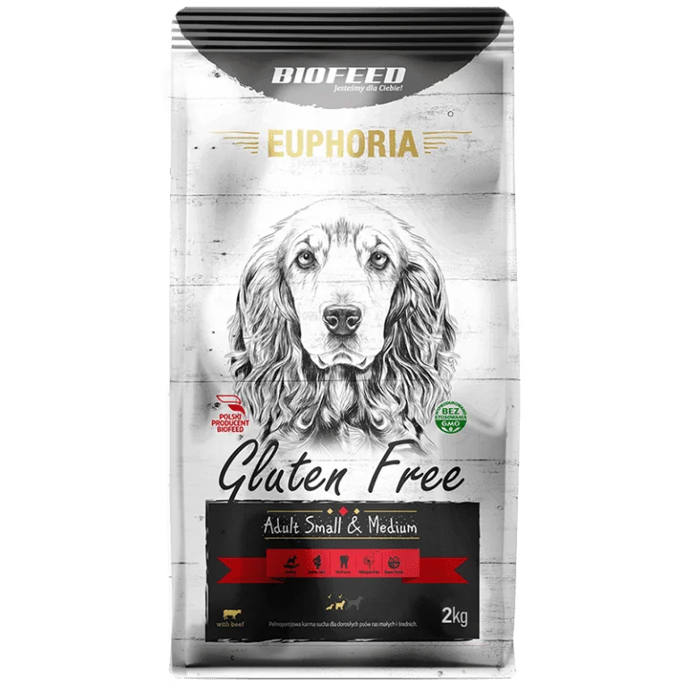 EUPHORIA Gluten Free Small & Medium für kleine und mittelgroße Hunde mit Rindfleisch 2kg - BIOFEED