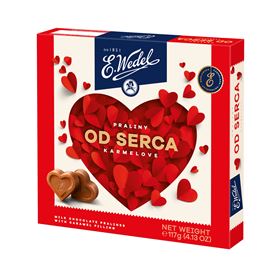E.WEDEL VOM HERZEN MILCHSCHOKOLADEN MIT ZWEISCHICHTIGER FÜLLUNG 117 G