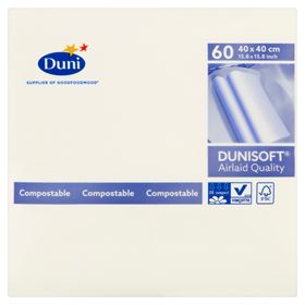DUNI DUNISOFT WEISSE LUXUSSERVIETTEN 40 X 40 CM 60 STÜCK