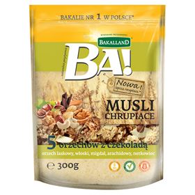 BAKALLAND BA! KNASENDE MÜSLI 5 NØDDER MED CHOKOLADE 300 G