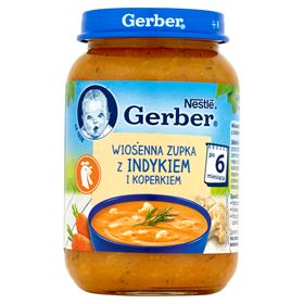 GERBER-FRÜHLINGSSUPPE MIT TRUTHAHN UND FÜLLUNG NACH 6 MONATEN 190 G