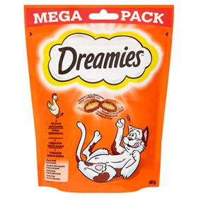 DREAMIES อาหารเสริมสำหรับแมวโตและลูกแมวพร้อมเนื้อไก่แสนอร่อย 180 กรัม