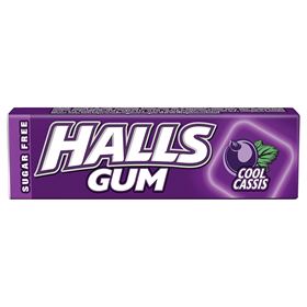 HALLS GUM SUGAR-FREE CHEWING GUMS WITH BLACKCURRANT FLAVOR 14G 15 PIECES