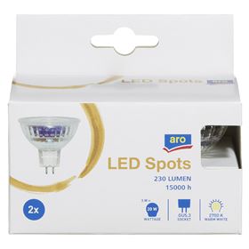 ARO LED SPOTLIGHT GU5.3 3W 12V 230LM 2700K 2 PIECES