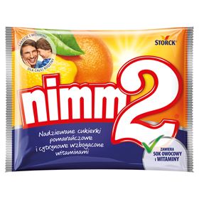 Mit NIMM2 gefüllte Orangen- und Zitronenbonbons, angereichert mit Vitaminen, 90 g, 24 Stück
