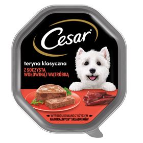CESAR NASSFUTTER FÜR HUNDE TERRY CLASSIC MIT SAFTIGEM RIND UND LEBER 150 G