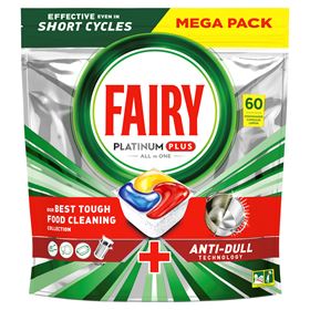 FAIRY PLATINUM-PLUS CÁPSULAS PARA LAVAVAJILLAS 60 UNIDADES