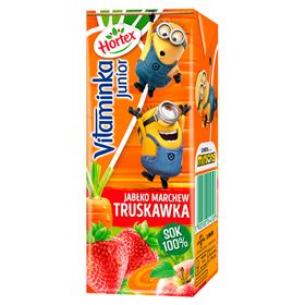 HORTEX VITAMINKA JUNIOR JUICE 100% APPLE CARROT STRAWBERRY 200 ML 27 PIECES
