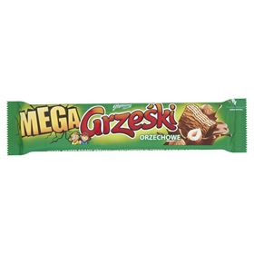 GRZEŚSKI MEGA NUSSWAFFEL ETIKETTIERT MIT NUSSCREME IN MILCHSCHOKOLADE 48 G 32 STÜCK