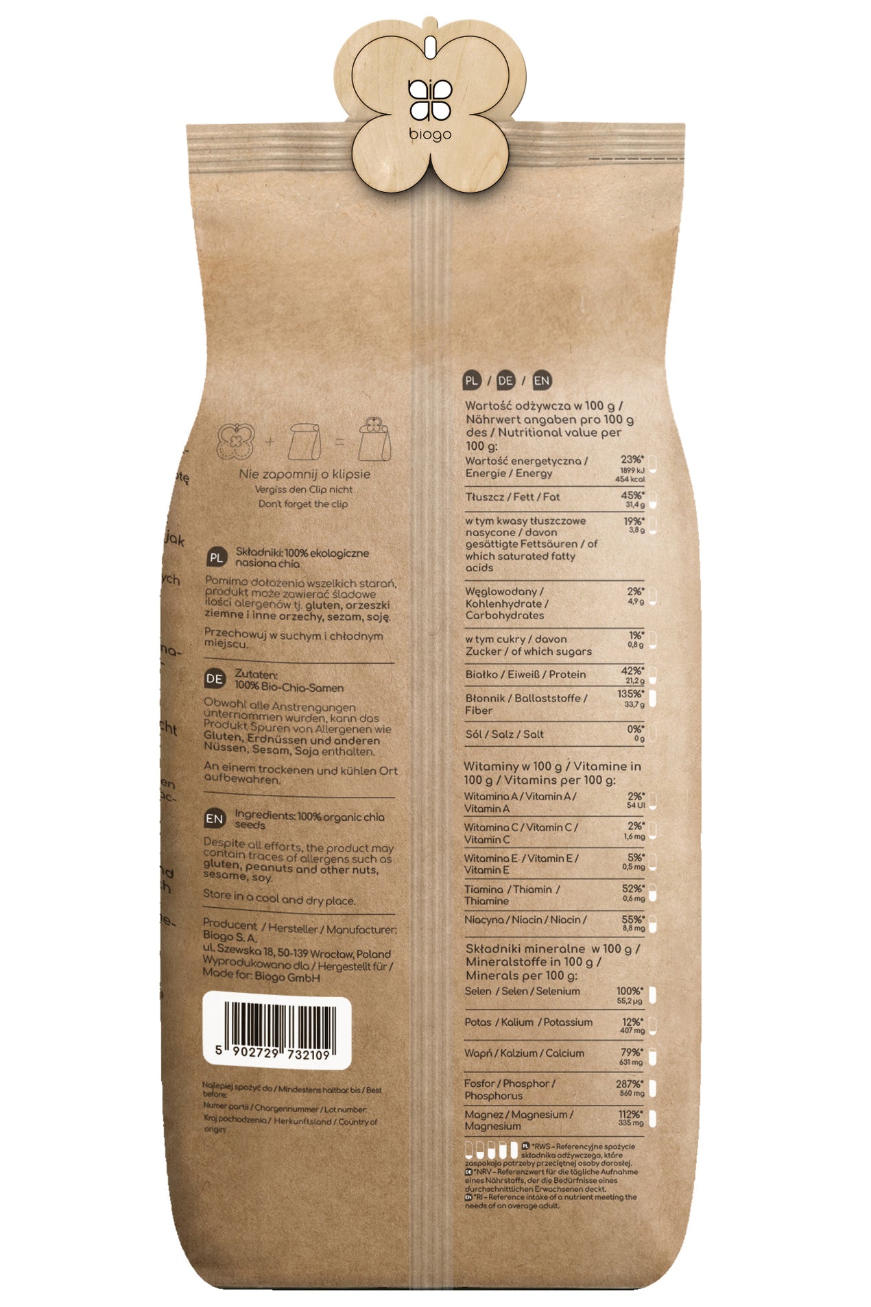 Chia semínka bio (Salvia Hispanica) 1 kg BIOGO