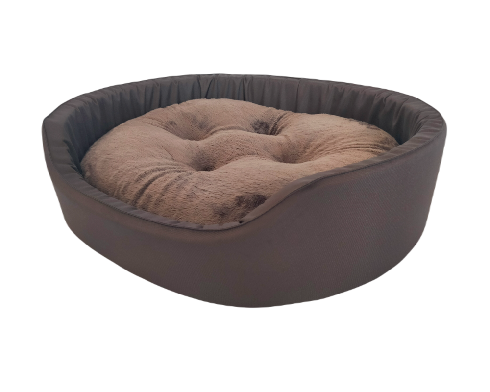 BETT MIT EINEM KISSEN Größe M 57x48 Silber mit schwarzen Knochen - Tannenzapfen