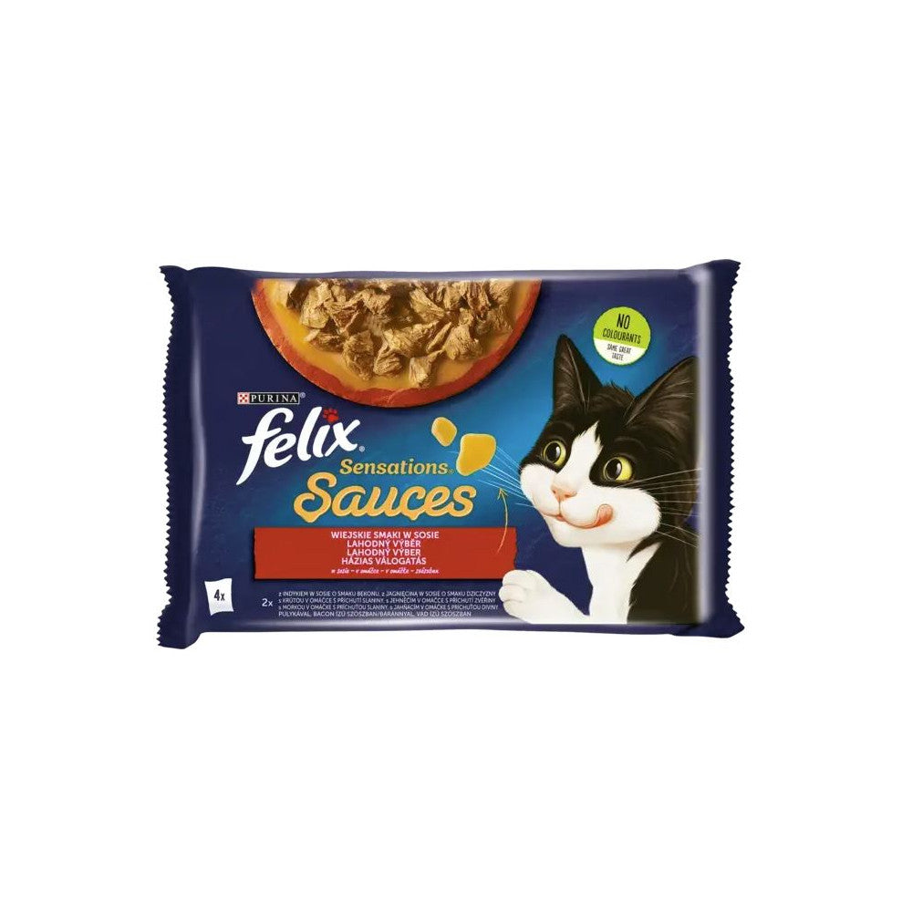 SENSATIONS SAUCES Landlige smagsposer til katte i sauce (4x85g) - FELIX