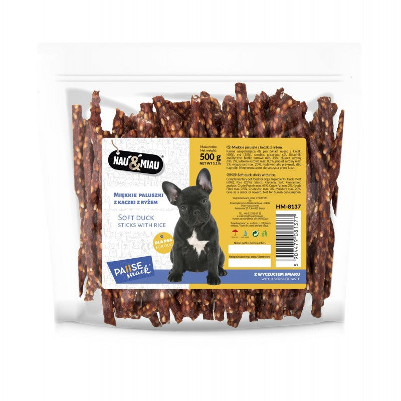 Pausensnack Snack für Hunde, weiche Sticks mit Ente und Reis 500g [HM-8137] - HAU&MIAU