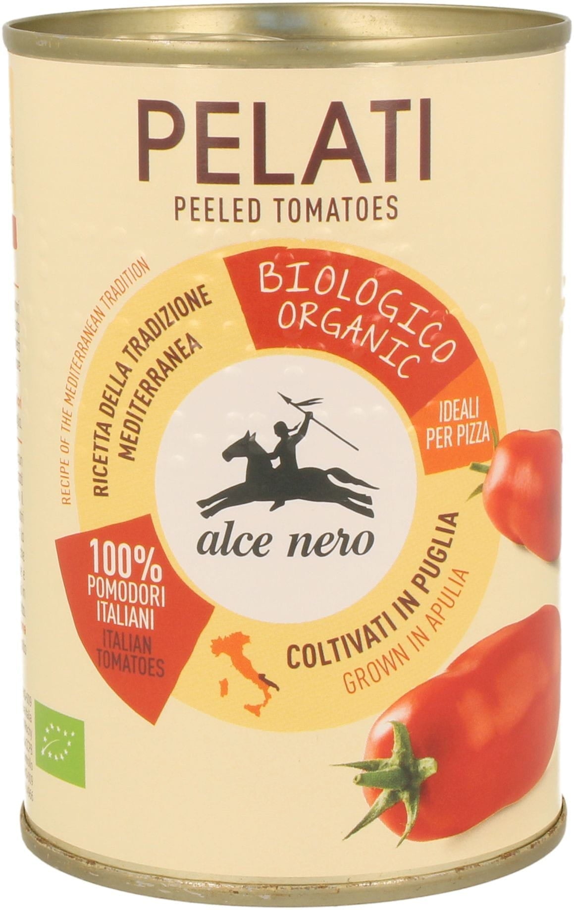 Pelati rajčata bez slupky v plechovce BIO 400 g - ALCE NERO