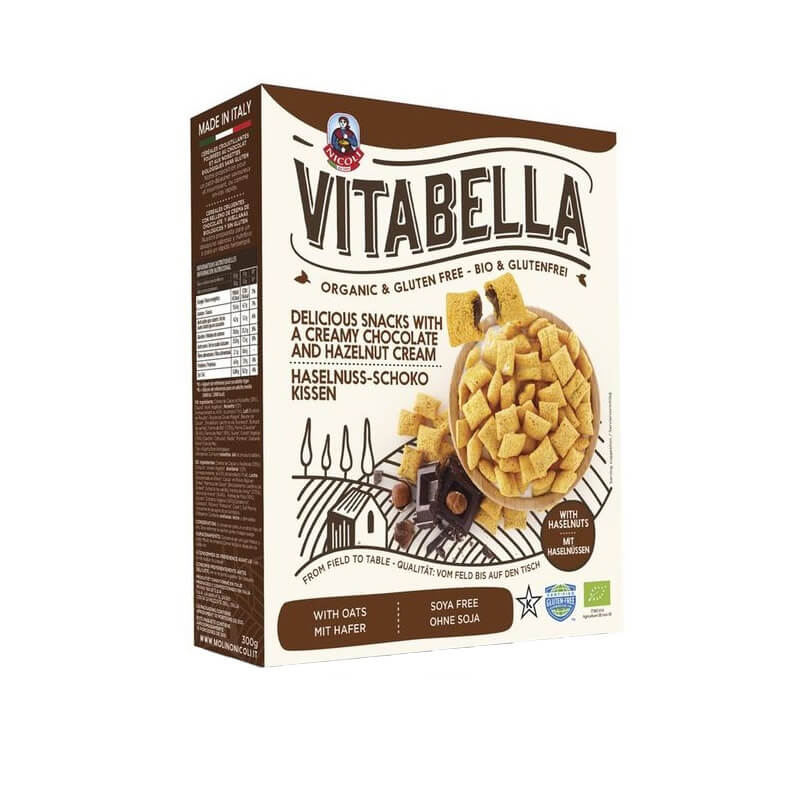 Oreillers d'avoine sans gluten fourrés au chocolat BIO 300 g VITABELLA