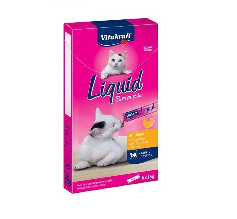 CAT LIQUID SNACK Snack mit Huhn und Taurin für Katzen 6 St. - VITAKRAFT