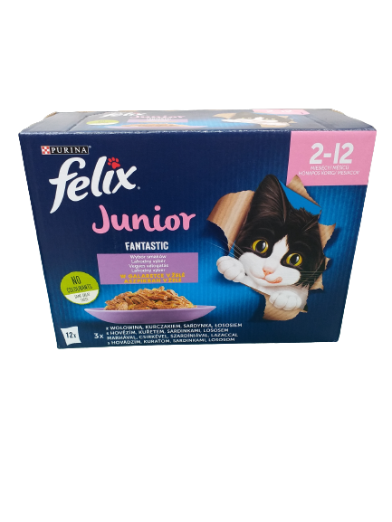 FANTASTIC JUNIOR Eine Auswahl an Aromen in einem Beutel für eine junge Katze in Gelee (12x85g) - FELIX