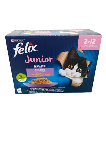 FANTASTIC JUNIOR Eine Auswahl an Aromen in einem Beutel für eine junge Katze in Gelee (12x85g) - FELIX