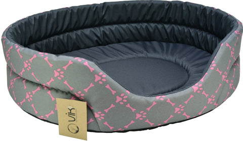 Ovales Bett Nr. 7 76x66x19 Pink Cube/Grau [1257] - VIK