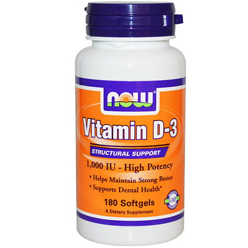 Vitamina D - 3 D3 1000iu 180 Capsule NOW FOODS