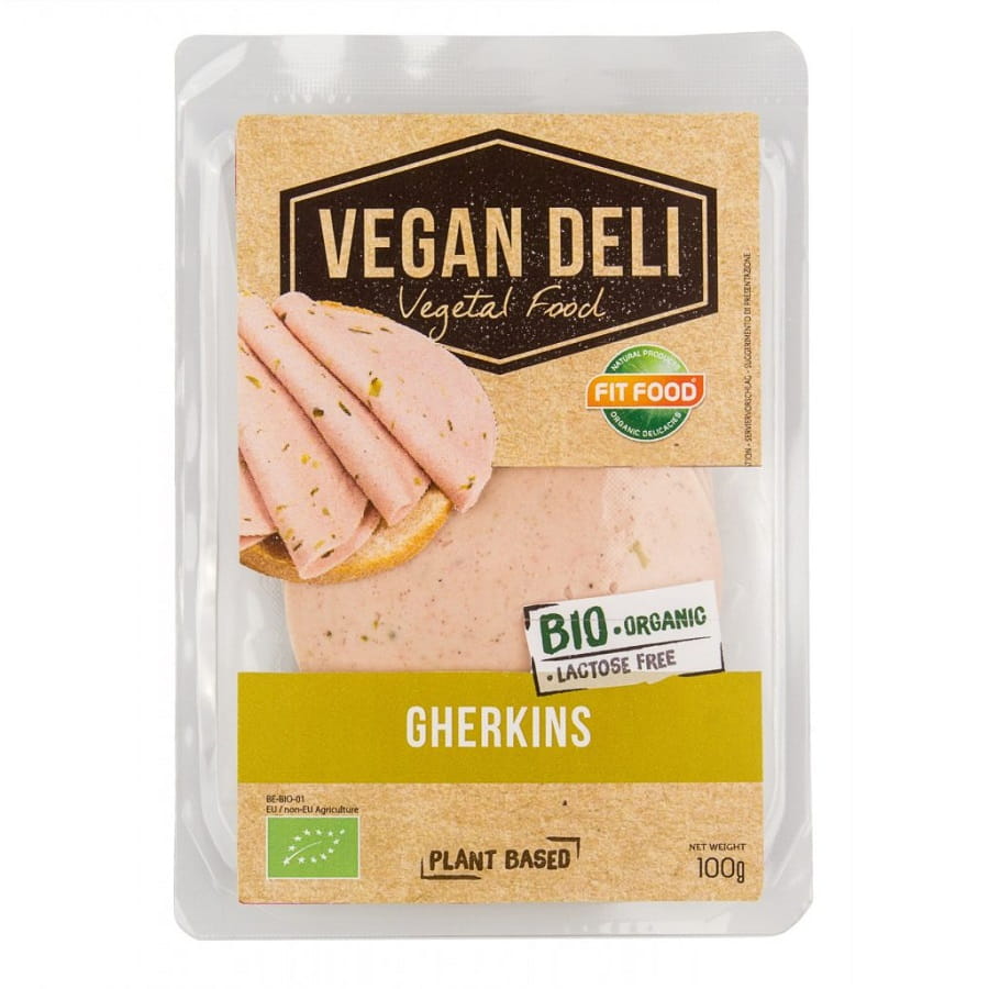 Vegane Alternative BIO-Aufschnitt mit Gurkenscheiben 100 g VEGAN DELI ...