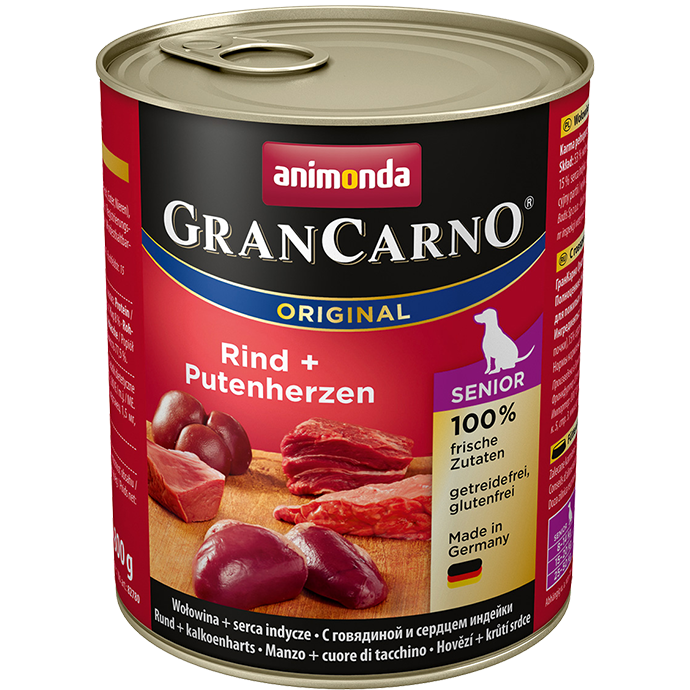 GranCarno Original Senior Rinder-Putenherzen in Dose 800 g - ANIMONDA