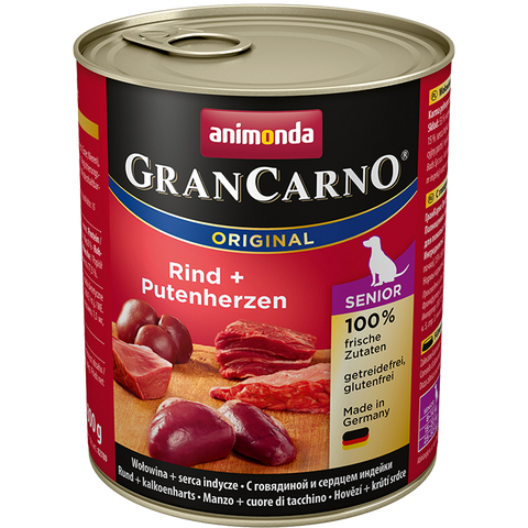 GranCarno Original Senior Rinder-Putenherzen in Dose 800 g - ANIMONDA