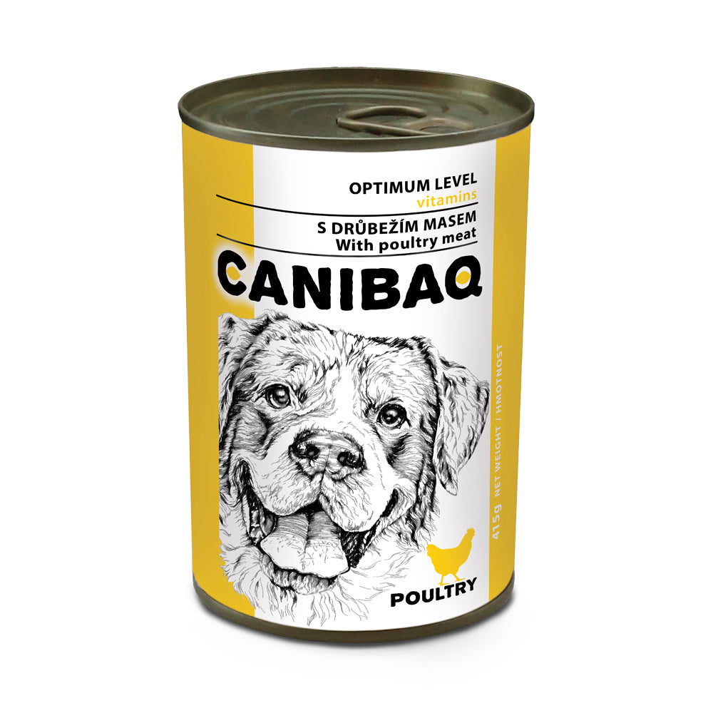 Klassisches Dosenfutter für Hunde - Geflügel 415g - CANIBAQ